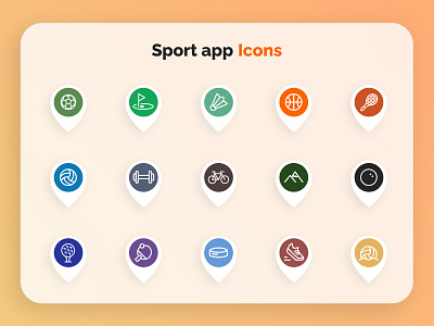 Sport app Icon set app application basketball football gradient design icon icon design icons orange orange yellow orangegradient sport sport icon sportapp sporticons sportsapp vibrant vibrant colors vibrantorange yellow