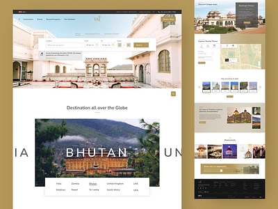 Taj Hotel - Web Homepage Redesign clean design explore home hotels india interface landing page light theme luxary premium responsive search stay taj ui ux visual web website