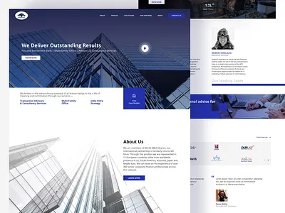 Homepage UI - Redesign for Practice II advisory banner blue building clean corporate desktop homepage images landing page light theme responsive services success ui ux web website