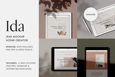 Ida - iPad Mockup Scene Creator flat lay flatlay ipad mockup ipad mockup scene creator minimal minimalist natural plant shadows productivity realistic scene shadow overlay shadows stylus sunlight tablet technology