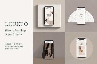 Loreto - iPhone Mockup Scene Creator brand branding custom customize display iphone iphone mock up iphone mockup iphone mockup scene creator iphone scene creator iphone x kit mock up mockup phone scene scene creator screen shadows showcase