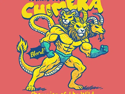 Courageous Chimera cartoon chimera comic funny kittl kittldesign myth pop culture print on demand superhero t shirt t shirt design