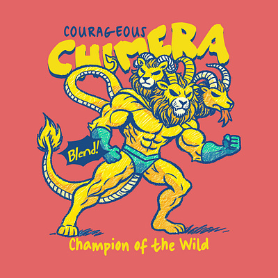 Courageous Chimera cartoon chimera comic funny kittl kittldesign myth pop culture print on demand superhero t shirt t shirt design