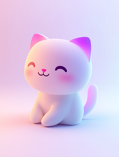 3D Kitty Illustrations for a Pet Brand 3d branding graphic design