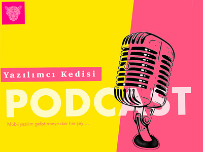 Podcast banner banner branding flat design microphone pink podcast procreate spotify yellow