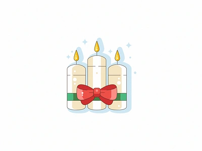 Merry Christmas bow candles celebration christmas decoration icon illustration lineart marry new year vector