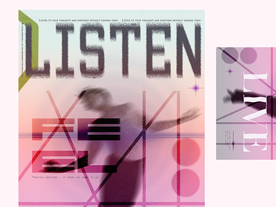 Poster "Listen-Feel-Live" graphic design illustration moden poster modern art photoshop poster tipographics графический дизайн