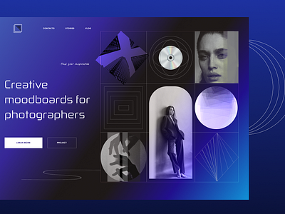 Landing page "Moodboards for Photographers" blue color colors design graphic design landing page moodboards photographers photos pictures графический дизайн