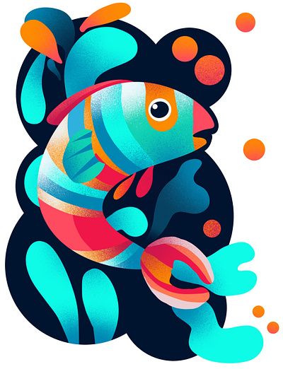 Fish Illustration #3 cute graphic design green red