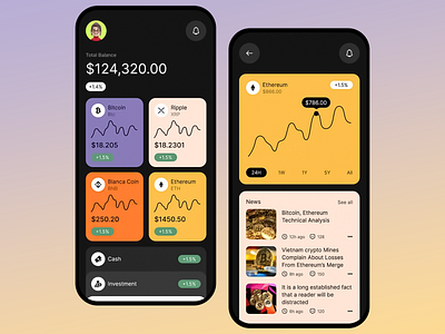 Crypto App Design app app design asset growth bitcoin bitcoin journey crypto app crypto success currency design digital currency drive in crypto ease explore crypto future finance invest smart ui ui trend ui ux ux wealth building