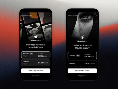 Novelia | Paywall book ios library mobile novel novelia payment paywall subscription ui