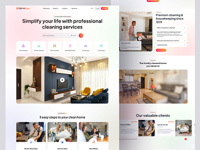 Cleaning Service Landing page clean cleaning service components design landing page layouts light service section template ui ui design unified ui unifiedui user experience ux website