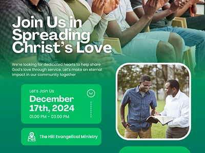 Gospel Outreach Flyer Design – Spreading Christ’s Love church program community engagement community service evangelism design event poster design faith community gospel design graphic design religious event poster volunteer ministry