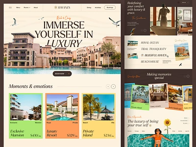 Havanza - Luxury Resort Website design hospitality hotel booking hotel website landing page landingpage luxury luxury resort mansion relaxation resort booking room booking spa travelling uiux design vacation villa website web design webdesign website design