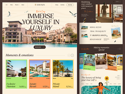 Havanza - Luxury Resort Website design hospitality hotel booking hotel website landing page landingpage luxury luxury resort mansion relaxation resort booking room booking spa travelling uiux design vacation villa website web design webdesign website design