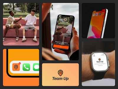 Team Up - Branding app app design basketball bento grid branding color palete logo logo app logo design logo presentation orange app orange logo orangebrand orangebranding sport sport app sport logo sportbrand