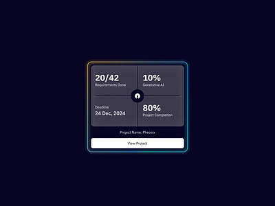 Project Card UI analytics card data devdock gradient issue tracker modern product project management saas statistics stats time tracker