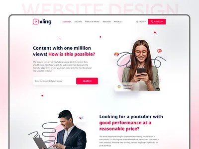 Vling website landing page ui design ui ux design video creation page video landing page video website website you tube video
