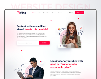 Vling website landing page ui design ui ux design video creation page video landing page video website website you tube video