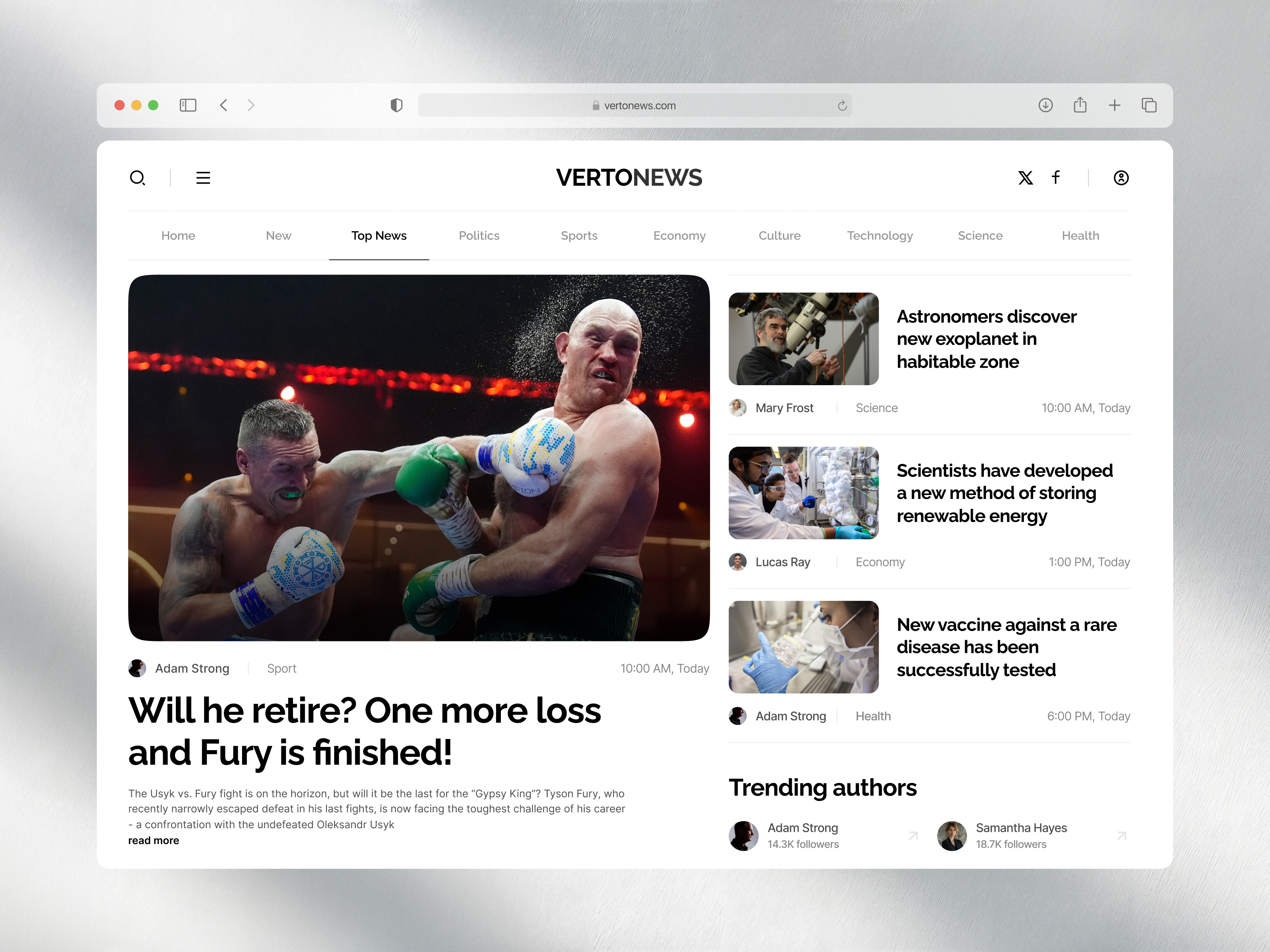 News Website | boxing boxing development fury news news page news web no code no code development nocode ui ui desing uidesign usyk usyk vs fury web design web development