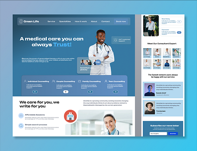 Green Life branding doctor graphic design health care hospital hospital landing page logo online doctor ui ux design web design