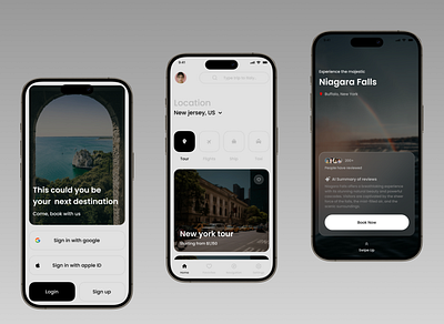 Tournaut | A tour app aesthetic mobile app design modern travelling