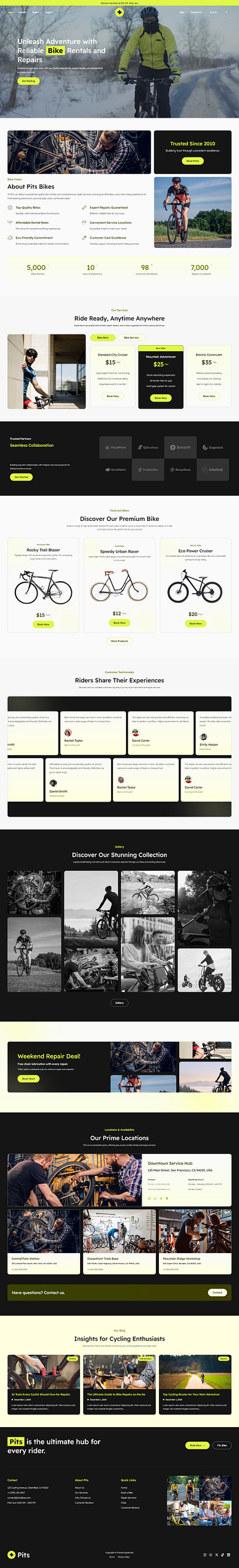 Pits - Bike Rental & Services Repair bike bike rental bike repairing design graphic design ui ux web