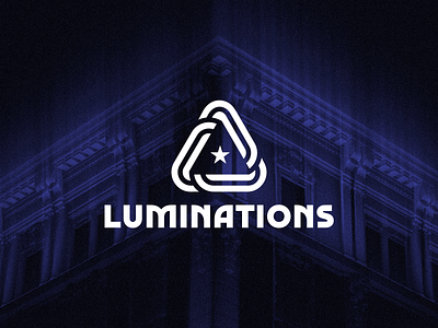 LUMINATIONS branding gepmetry icon illuminations light lighting lights logo logo concept logo design logomark luminations mark minimal logo symbol triangle triangular