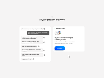 FAQ section for my portfolio chat ui clean ui design design portfolio faq faq section frequently asked quetions gradient button landing page minimal minimalism portfolio ui ui design ui designer user interface website
