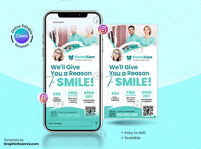 Dental Coupon Instagram Story Banner Template Canva canva social media post design dental canva social media banner dental instagram post template dental instagram story banner dentist advertising banner dentist social media