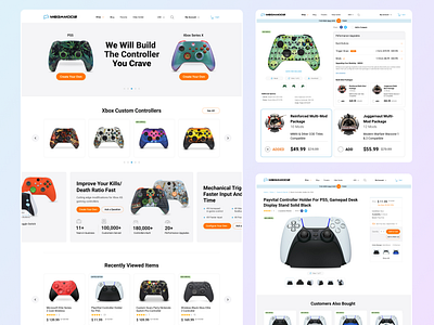 MegaModz controllers design gaming home page product page site ui ux web design web site