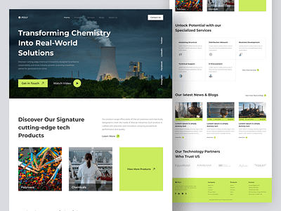 Poly - Manufacturing Company Industrial Landing Page b2b business chemicals clean company engineering factory home page industrial industry landing page manufacturing product design production saas technology ui design ux design web design websites