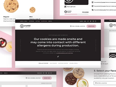 Crumbl redesign-ish (2022) black branding cookie cookies crumbl dessert food graphic design icon logo pink redesign ui ui design web design website white