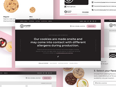 Crumbl redesign-ish (2022) black branding cookie cookies crumbl dessert food graphic design icon logo pink redesign ui ui design web design website white