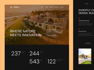 Construction Building Landscapes Website 2024 agency black building house innovative landscapes minimal pool space trend ui uiux