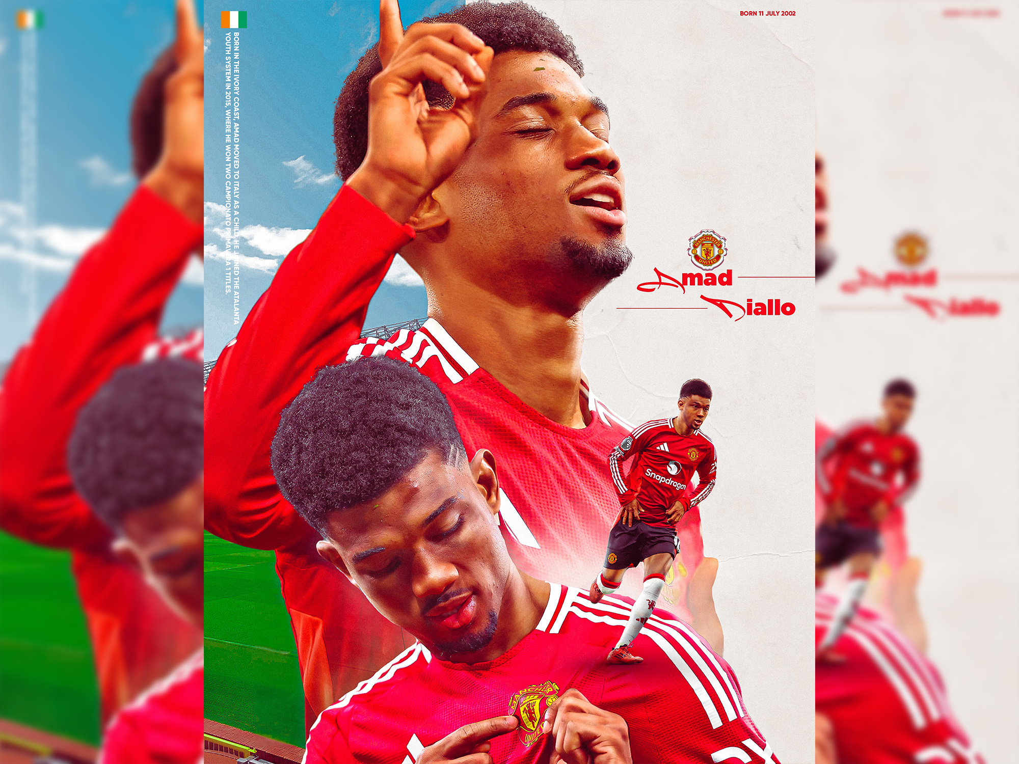 Amad Diallo Poster Design cover design football football design graphic design graphics poster illustration matchday design sport sport graphics