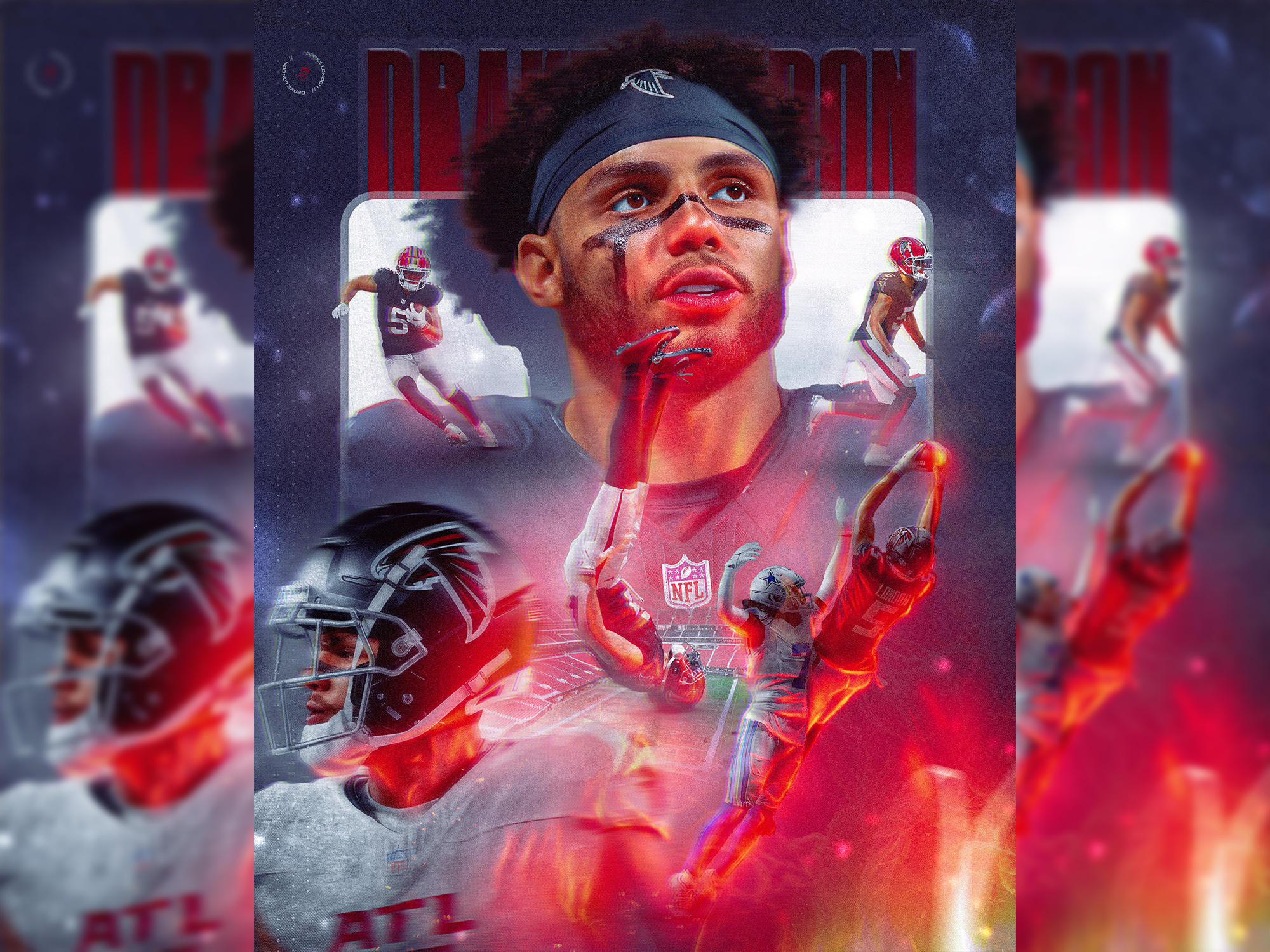 Drake London Poster Design cover design football football design graphic design graphics poster matchday design nfl nfl graphics nfl graphics design spo
