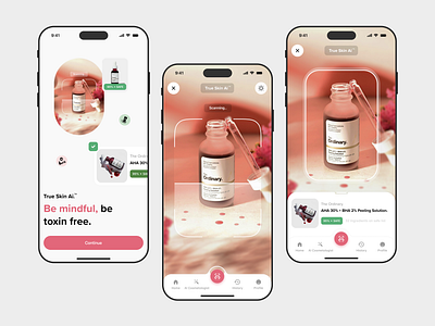 True Skin AI - Beauty Products Scan android app app design beauty beauty app branding camera scan cosmetics app design components figma ios app product app product scan product screen scan skincare app ui ux