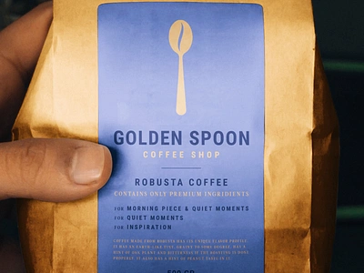 Golden Spoon Coffee Shop branding coffee creative graphicdesign logo logodesign packaging typography