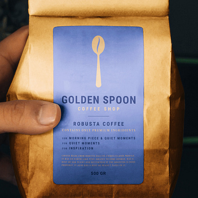 Golden Spoon Coffee Shop branding coffee creative graphicdesign logo logodesign packaging typography