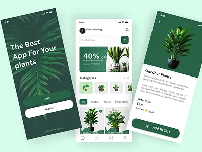 Green Haven: Plant Shopping App Design 🌿 cleanuidesign creativeuishowcase darkgreenui e commerceapp eco friendlyapp greenuidesign minimalistappdesign mobileappui mobileshopping app modernuiux nature themeddesign natureuidesign plantloversui plantmarketplace plantshopapp plantstoreapp productcardui shoppingappui user centricdesign userexperiencedesign