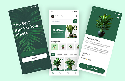 Green Haven: Plant Shopping App Design 🌿 cleanuidesign creativeuishowcase darkgreenui e commerceapp eco friendlyapp greenuidesign minimalistappdesign mobileappui mobileshopping app modernuiux nature themeddesign natureuidesign plantloversui plantmarketplace plantshopapp plantstoreapp productcardui shoppingappui user centricdesign userexperiencedesign