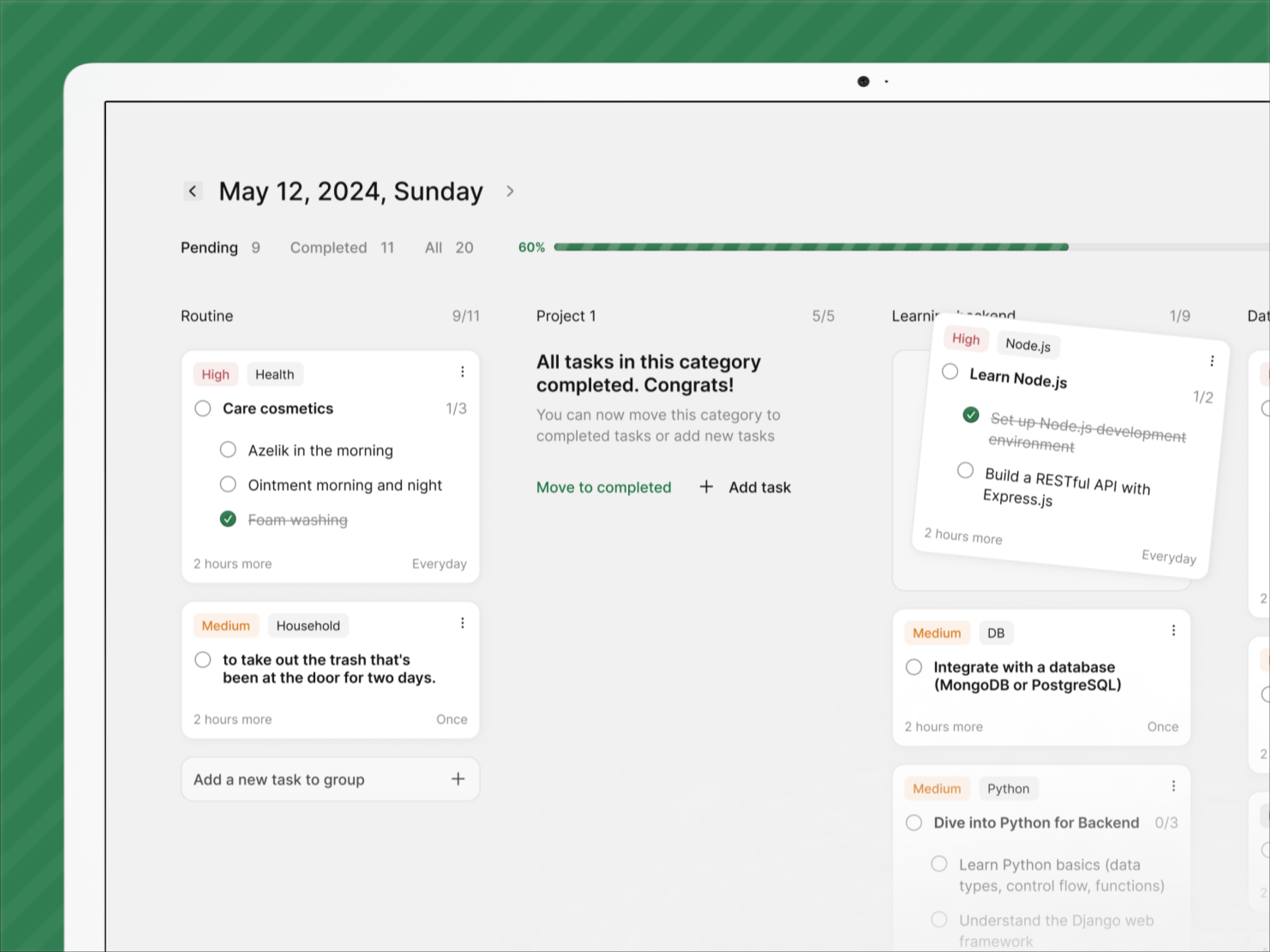 (Sub)Tasks app project management task tracking tasks ui uxui