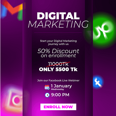 Digital Marketing Course Social Media Poster Design 3d ad ad design animation banner branding design graphic design logo motion graphics social social media ui