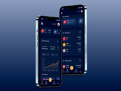 Trafding Mobile Platform app charts and graphs clean interface dark mode data visualization finance app fintech design fintech innovation investment app minimalistic design mobile mobile application mobile ui modern ui stock app stock market stock trading trading app uiux user friendly design