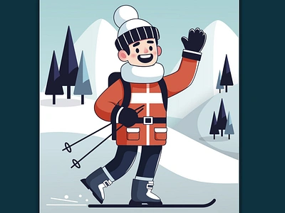 Cute boy Skiing in Winter Vector Art for Sale 2d 881 cartoon skier cartoon cartoonsaz character character design design girl skiing illustration graphic design illustration man minimal minimal illustration ski illustration snow stock image ui vector vector image winter iillustration