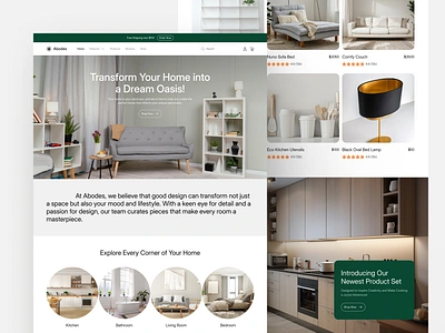 Interior Landing Page app clean creative design fireart home image interior layout ui ux web