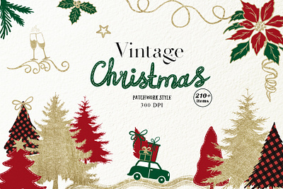 Vintage Christmas - winter style celebration christmas christmas collection christmas invitation decorated design graphic design greeting illustration invitation party png psd retro template top vintage watercolor winter season