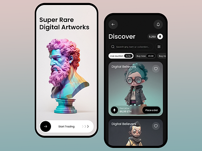 Digital Trading app app design app ui app ux art marketpace crypto art design digital art digital artworks mobile mobile app mobile ux nft digital art nft marketplace rare trading app ui ui design ux ux design