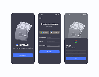 DITSCASH LOGIN SCREEN design fintech graphicdesign login signup ui uiux